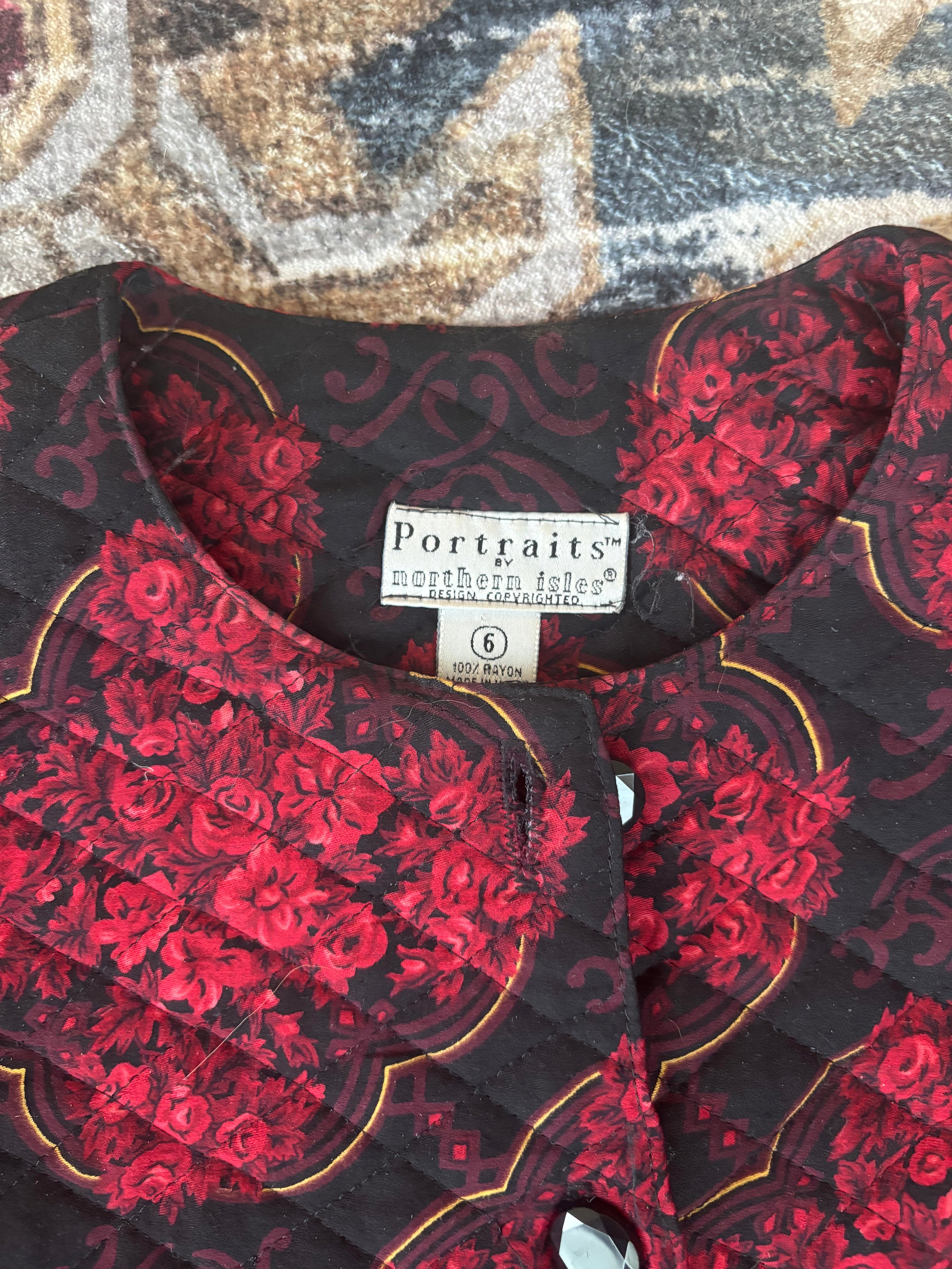 Red Quilted Statement Blazer