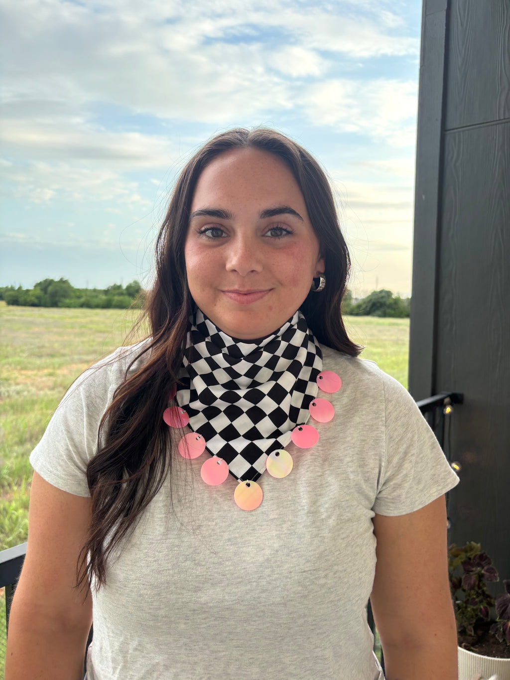 Checkered Sequin Bandana