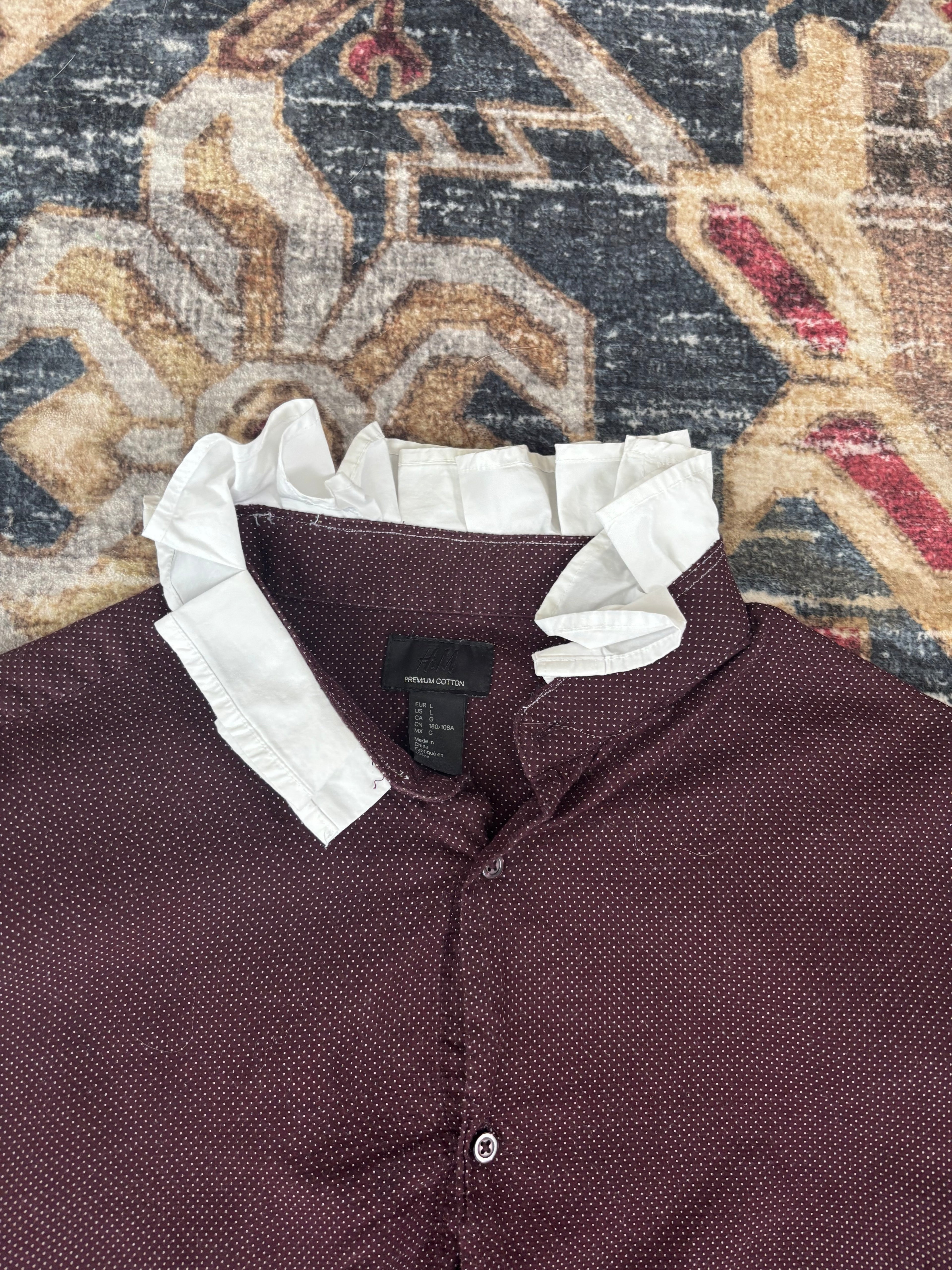 White and Red Revamped Button Down