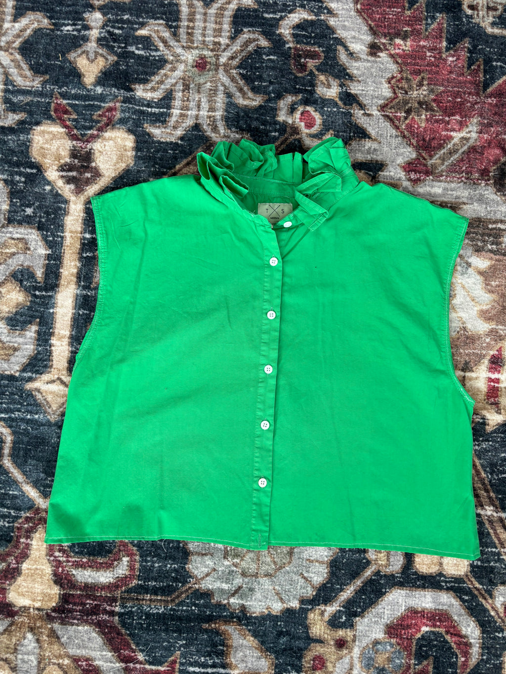 Green Revamped Button Down Tank