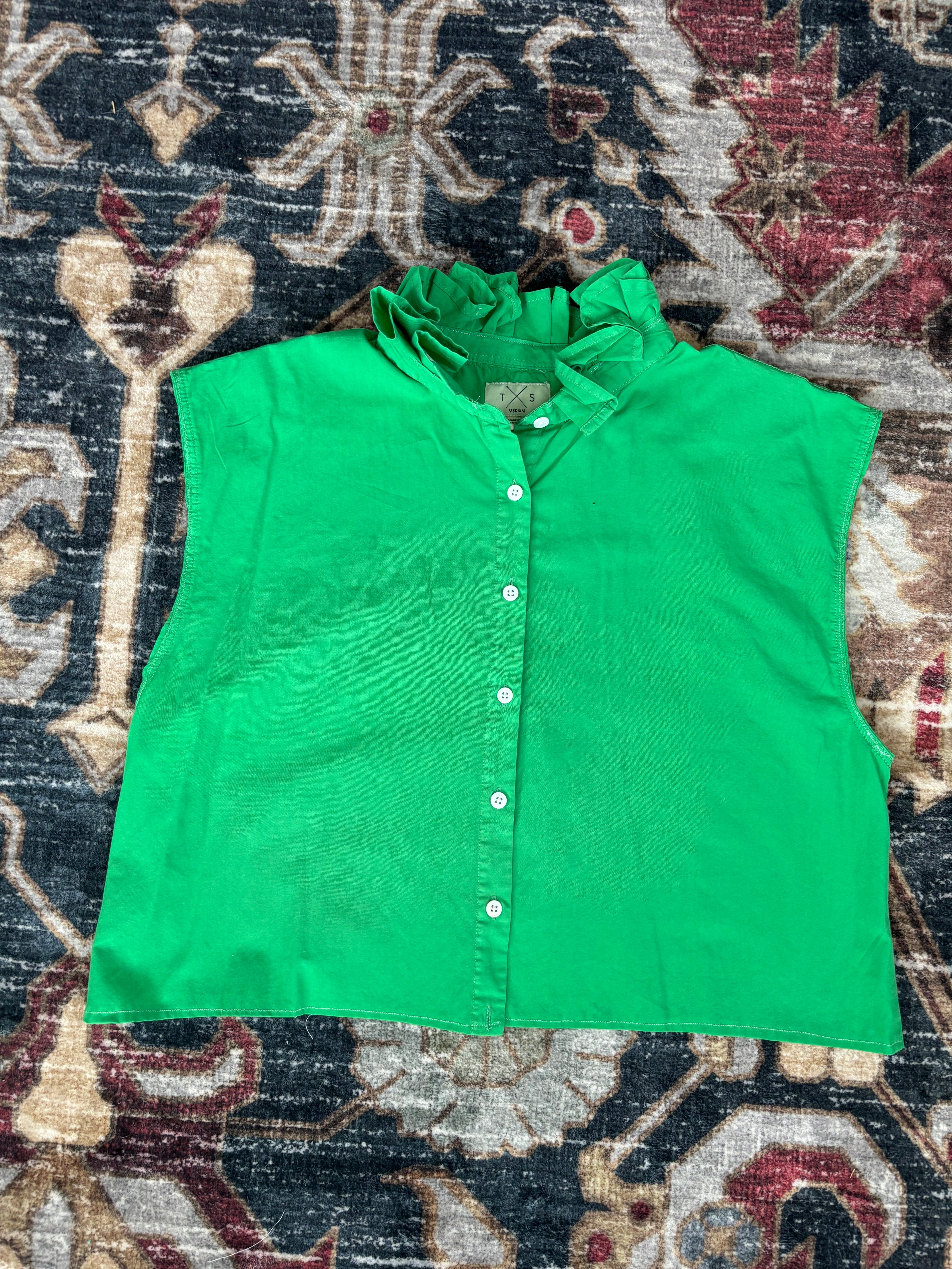 Green Revamped Button Down Tank