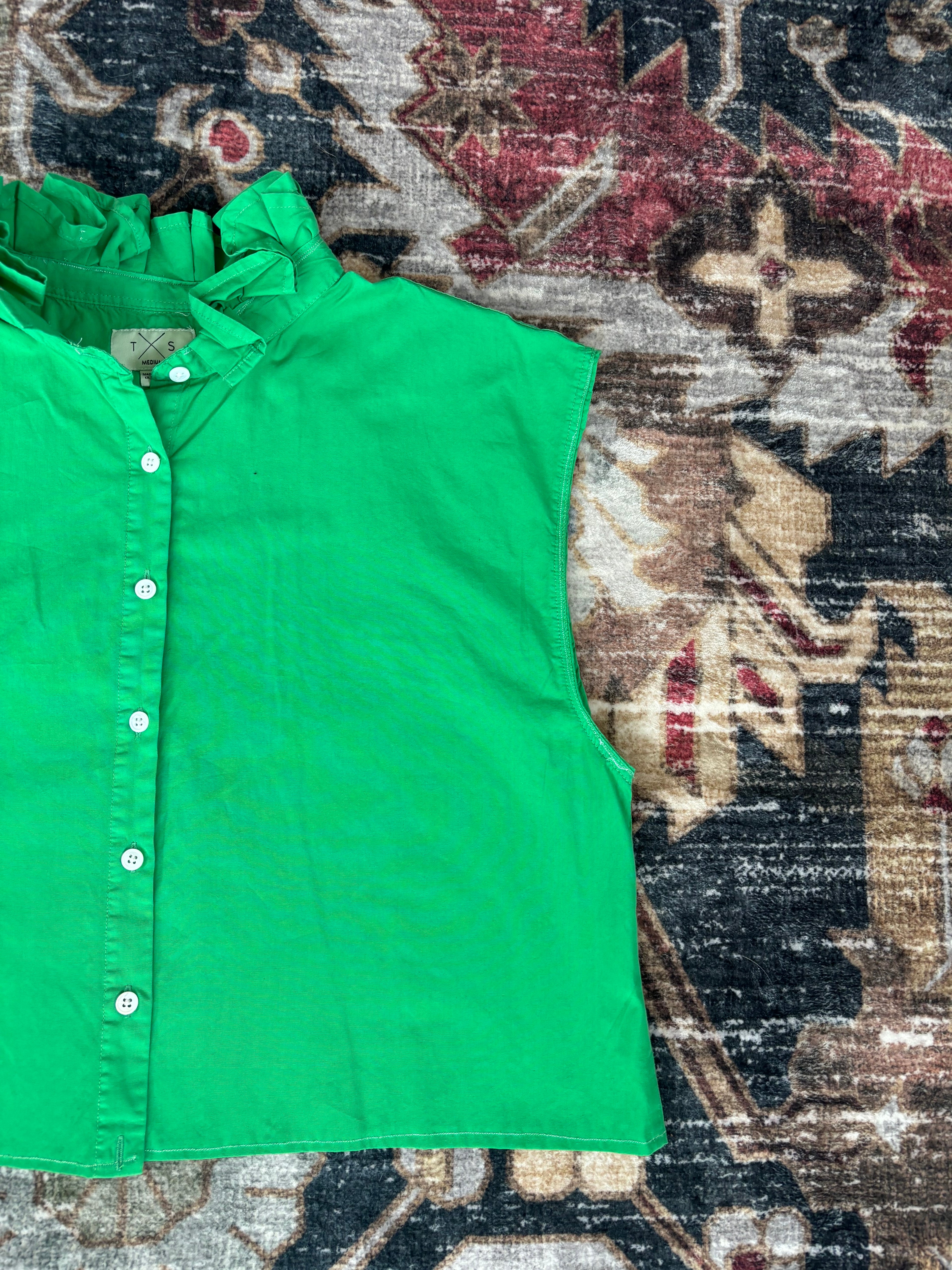 Green Revamped Button Down Tank